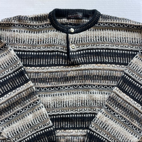 1980s-1990s Vintage Blue and Brown Knitted Pull Over Crew  Mens Size XL - Picture 2 of 14